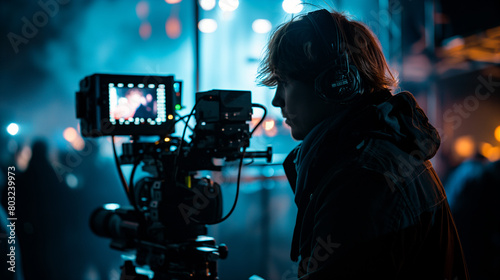 A film director is operating the camera on set © PUKPIK