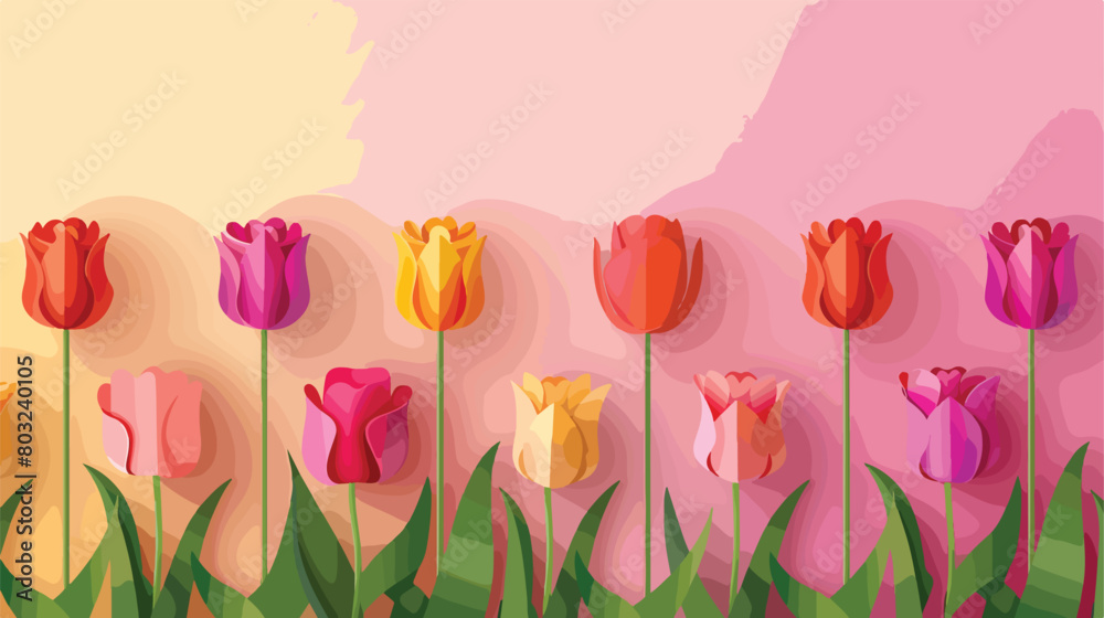 Beautiful tulip flowers and paper figure 8 on color b