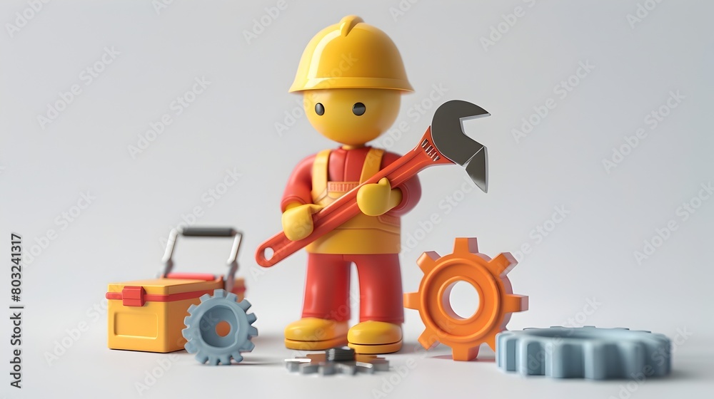 Skilled Maintenance Technician Carrying Tools and Gears for System Repair Work Skilled Maintenance Technician Carrying Tools and Gears for System Repair Work