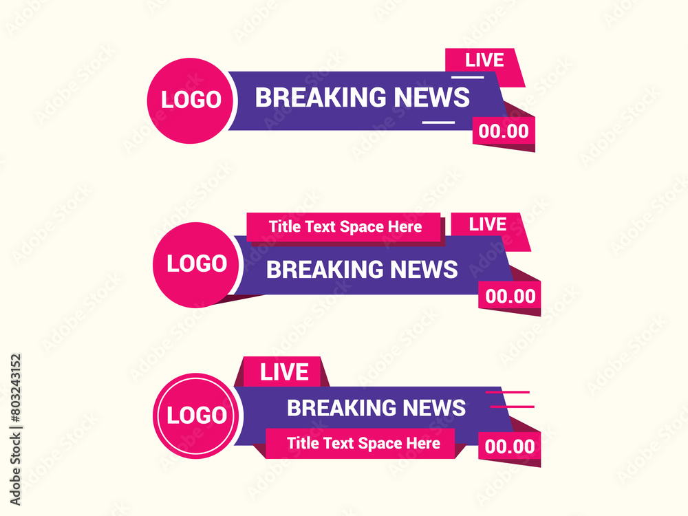 TV News Bars Set Vector. Breaking news lower third. Streaming Video News Sign. Sport News. TV News Bars Set Vector. Breaking news lower third. Streaming Video News Sign. Sport News.