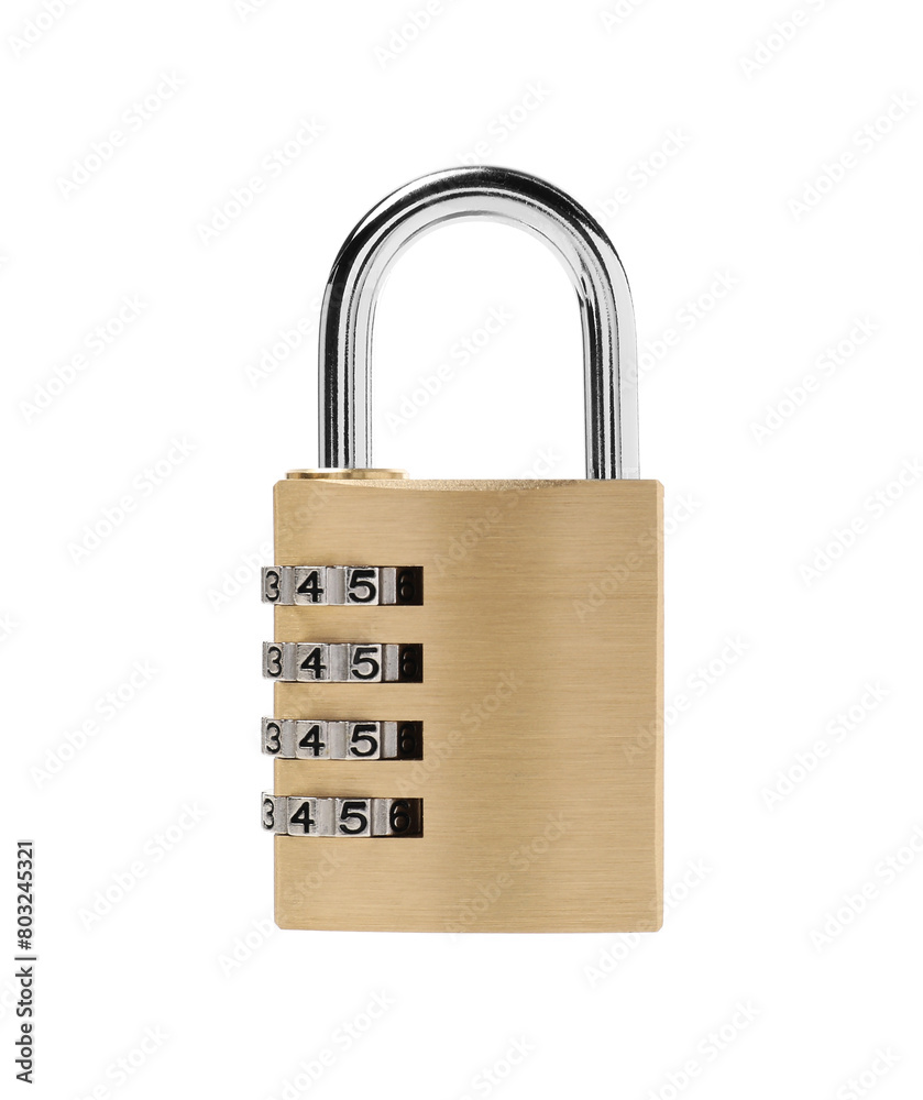 Locked steel combination padlock isolated on white Locked steel combination padlock isolated on white
