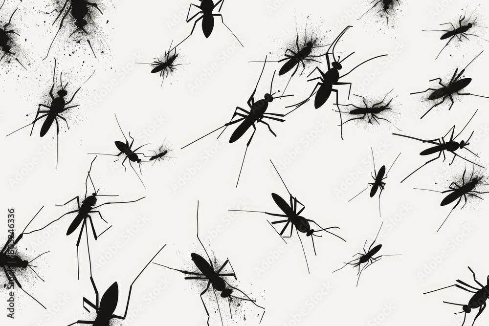 A group of mosquitos flying in the air. Suitable for pest control advertisements A group of mosquitos flying in the air. Suitable for pest control advertisements