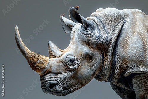 close-up portrait of a majestic and proud rhinoceros2 3 profile  award-winning National Geographic style