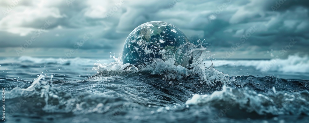 custom made wallpaper toronto digitalA rising tide engulfing a globe, representing the threat of rising sea levels