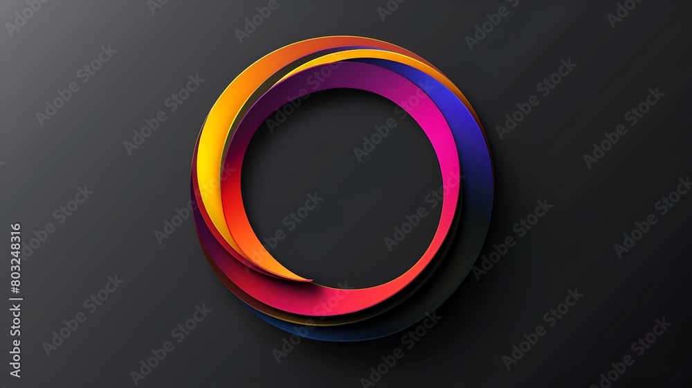 Bright Circular Logo Design with 3D Geometric Shapes on Black Background Bright Circular Logo Design with 3D Geometric Shapes on Black Background