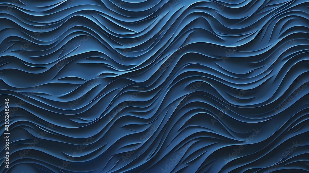 Deep Blue Wave Pattern Abstract Textured Background Evoking Ocean Rhythm