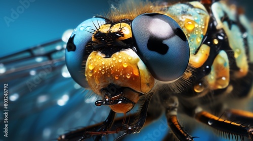 Take an extreme close up photograph of a dragonfly's head and thorax © Ps_Studio21