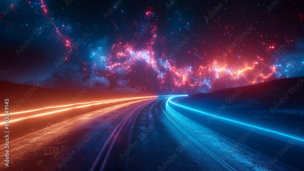 Light streaks forming road: Illuminated journey.generative ai Light streaks forming road: Illuminated journey.generative ai
