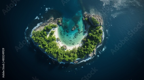 An isolated tropical island paradise in the middle of the ocean © Ps_Studio21