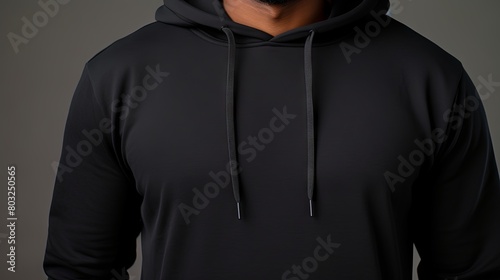 Modern black hoodie on a young adult male