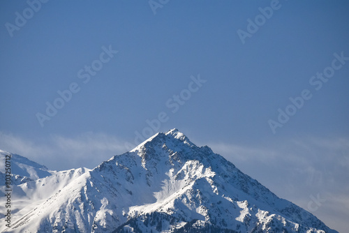 Snow covered mountains, Tian Shan, large system of mountain ranges in Central Asia © Vadim