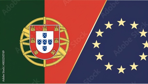 portugese flag and european union flag  photo