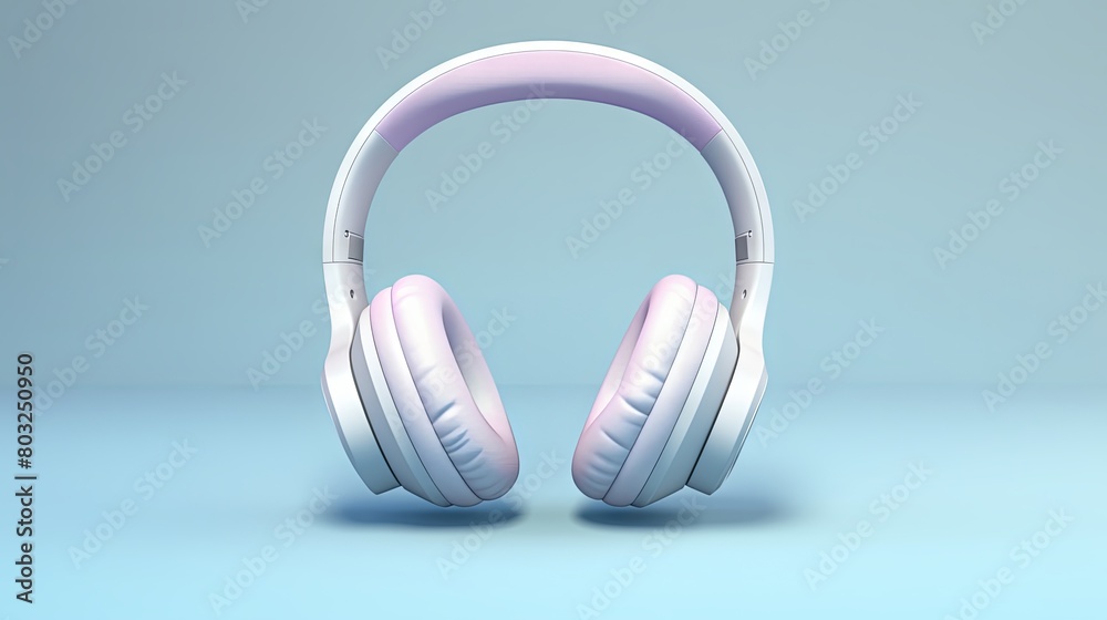 Modern pink headphones on a blue background for music and audio enjoyment Modern pink headphones on a blue background for music and audio enjoyment