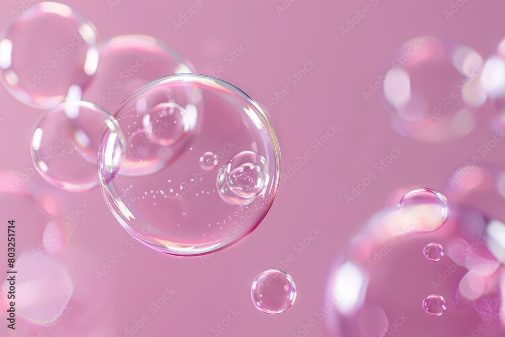 Gossamer Bubbles Drifting Delightfully Across a Soft Pink Fantasy Landscape. Gossamer Bubbles Drifting Delightfully Across a Soft Pink Fantasy Landscape.