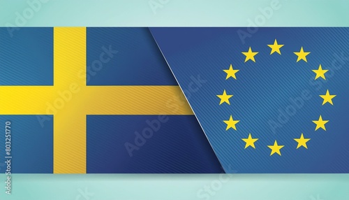sweden flag and european union flag © Alena Shelkovnikova