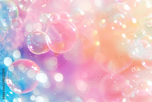 Playful Bubbles Dancing in a Whimsical Pastel Light Wonderland.