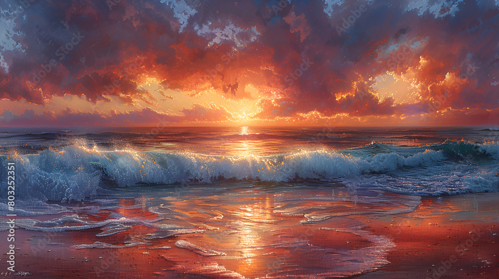 November Coastal Sunrise at Windansea Beach,
Beautiful sunset painting beach painting high res