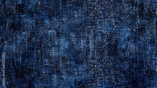 Seamless Denim Textile Tile with Interlaced Threads and Faded Vintage Texture