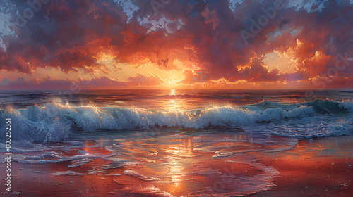 November Coastal Sunrise at Windansea Beach  Beautiful sunset painting beach painting high res
