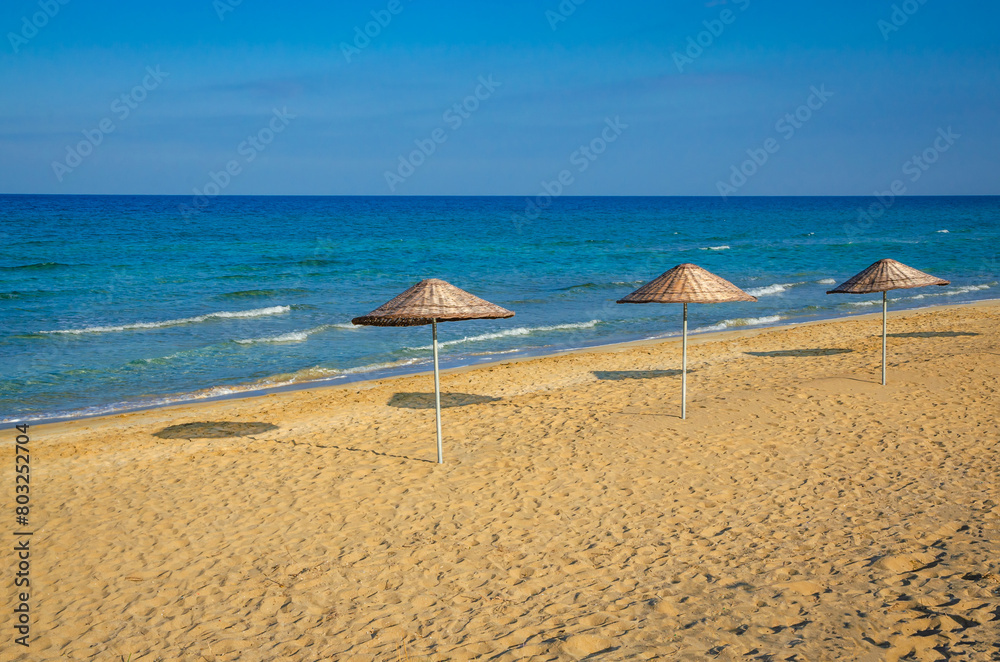 Fototapeta premium Beautiful beach near city Famagusta, Cyprus at sunset