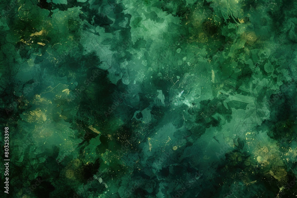 A unique abstract background with green and black colors, featuring yellow spots. Ideal for design projects and artistic creations