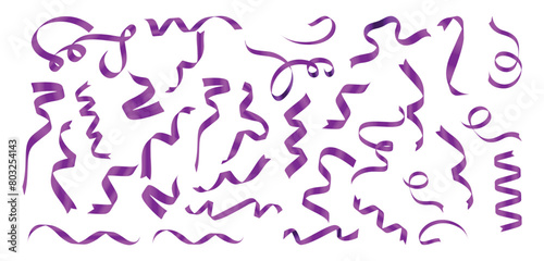 Smooth, realistic purple ribbon collection.
