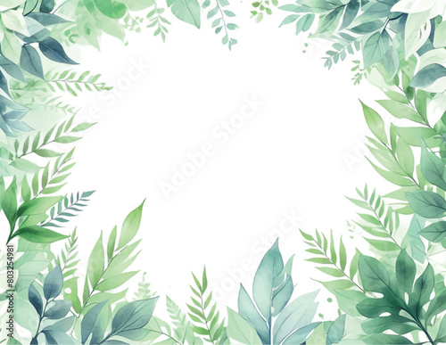 Wallpaper Mural watercolor green leaves frame with copy space background Torontodigital.ca