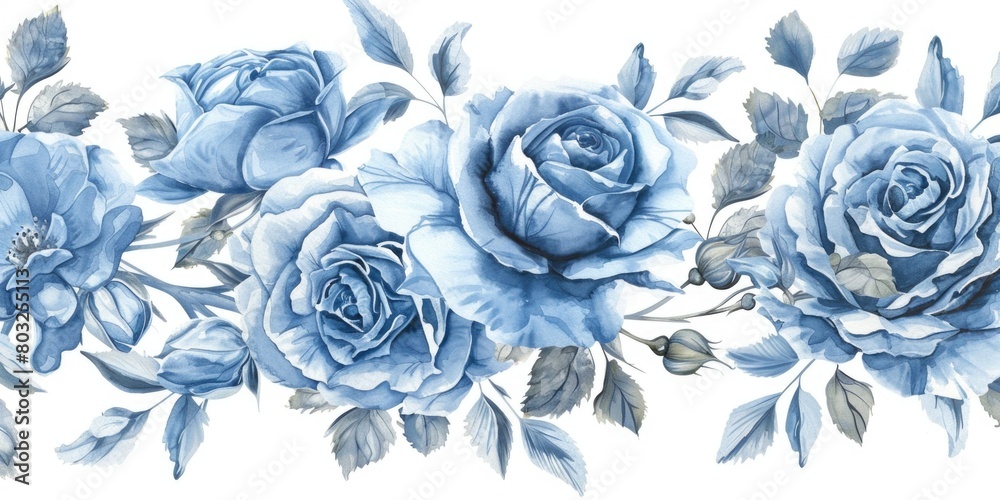 A beautiful painting of blue roses, perfect for various design projects