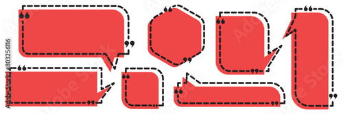 Quote text in speech bubble. Quote bubble testimonial banners. Quote box frames. Blank template quote text info design boxes quotation bubble blog quotes symbols.
