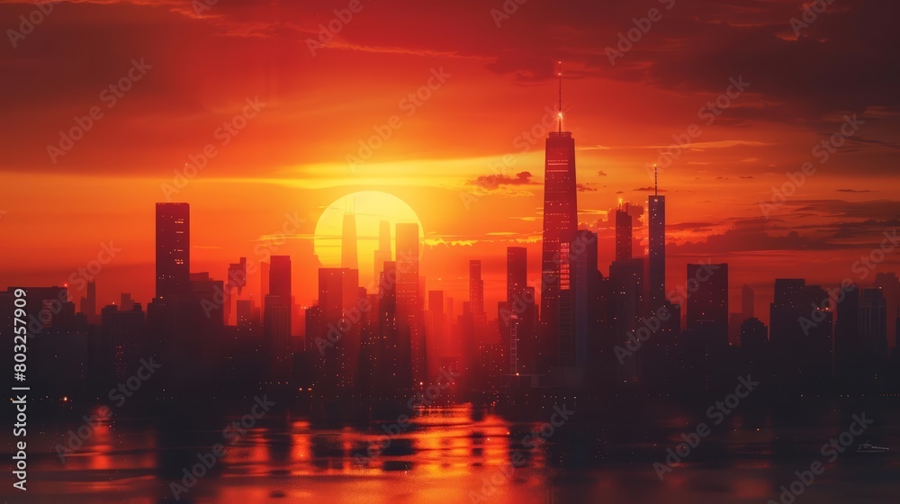 A beautiful sunset over a city