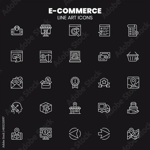 Premium E-commerce line art icons, icons design (ID: 803258197)
