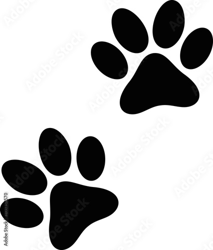 Pet Paw Prints Silhouette: Dog Footprints. Dog Paw Prints Silhouette Vector. Animal Paw Prints.