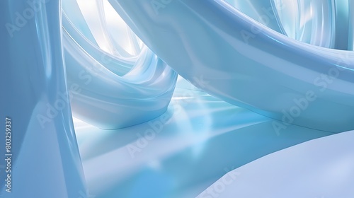 Flowing Abstract Blue S-Shaped Curves in Futuristic Digital Art Photography Style photo