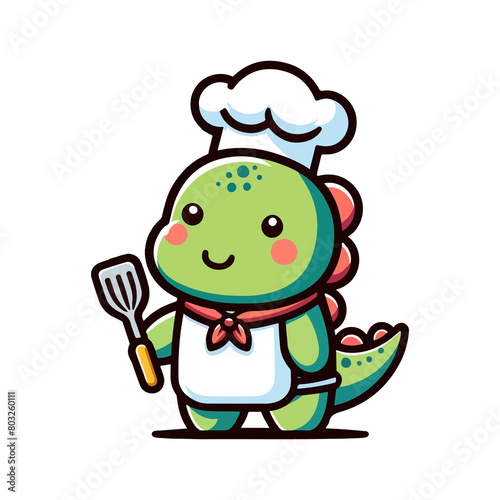 cute icon character dinosaur chef