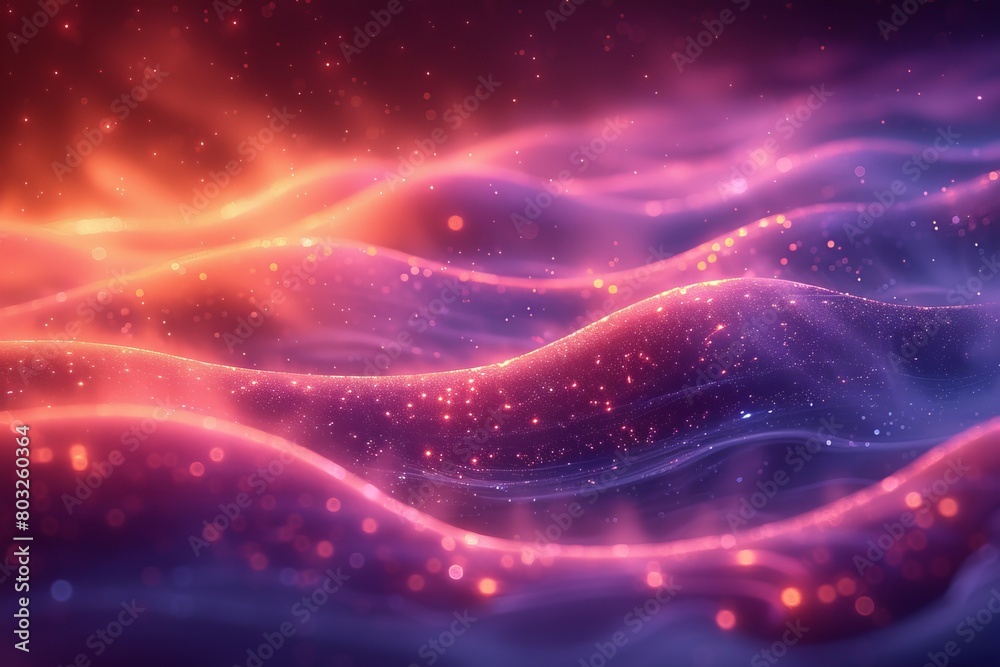 Fototapeta premium A beautiful image evoking an abstract representation of cosmic waves made of particles in deep space
