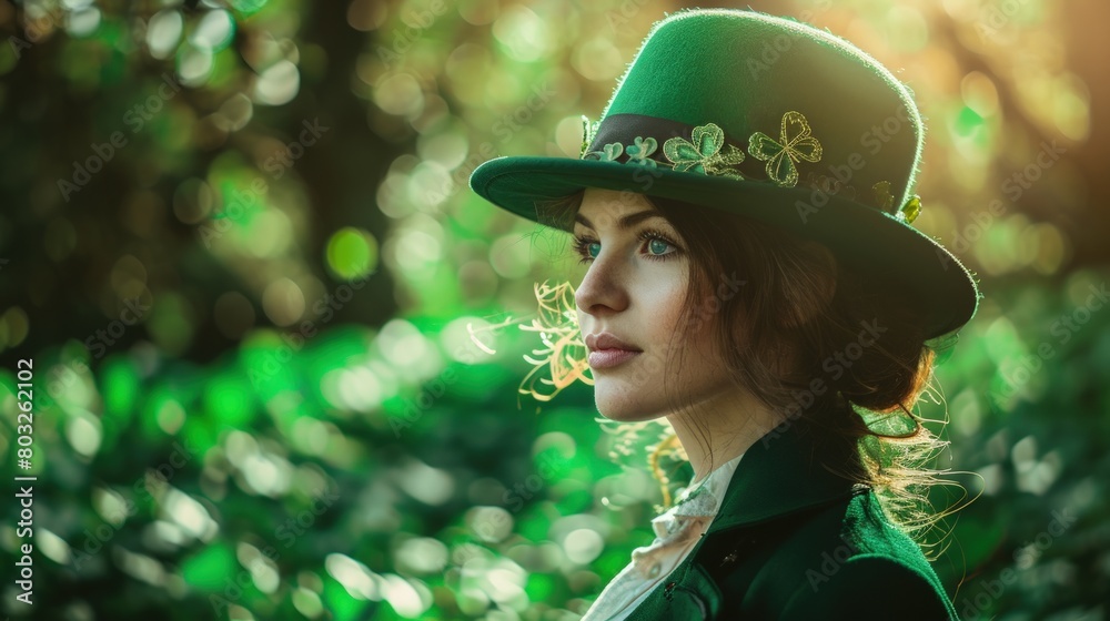 Posing for St. Patrick's Day photos in various settings, capturing the essence of celebration. Copy Space.