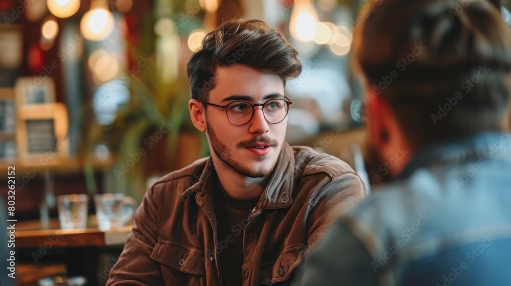 Stylish young man having a casual meeting with a friend at a local cafe. Copy space Stylish young man having a casual meeting with a friend at a local cafe. Copy space