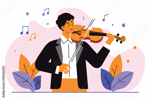 A violinist plays his instrument with passion and grace