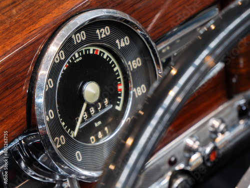 Vintage Car Speedometer Close-up Detail © VGV
