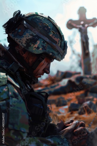 Wallpaper Mural Soldier in uniform using smartphone. Suitable for military, technology concepts Torontodigital.ca