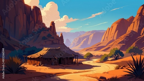 Beautiful desert and Indians, game art photo