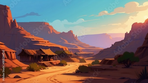 Beautiful desert and Indians, game art photo