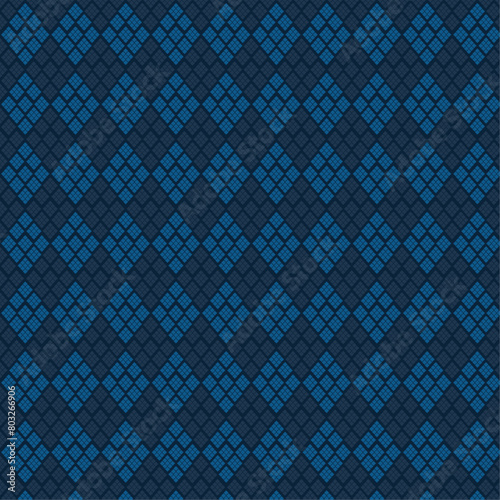 A pattern monotone blue background vintage atmosphere ornament. Simple geometric motif allover print block for apparel textile, mens polo shirt vector pattern