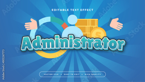 Blue orange and green administrator 3d editable text effect - font style
