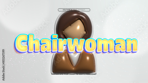 Colorful chairwoman 3d editable text effect - font style