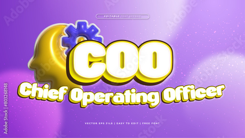 Yellow white and purple violet COO 3d editable text effect - font style