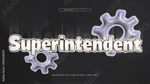 Black gray grey and white superintendent 3d editable text effect - font style