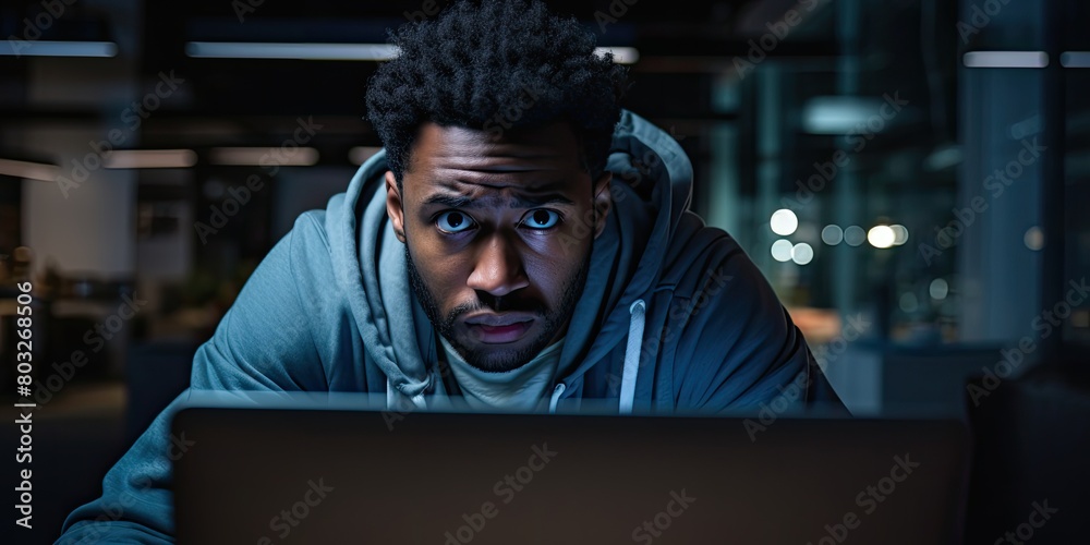 Digital Workspace: Man Occupies Desk Space with Computer Monitor for Productivity Digital Workspace: Man Occupies Desk Space with Computer Monitor for Productivity