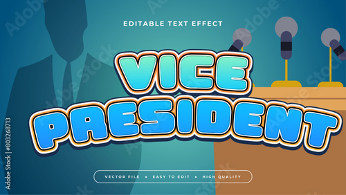 Blue and brown vice president 3d editable text effect - font style