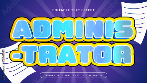 Purple violet yellow and white administrator 3d editable text effect - font style
